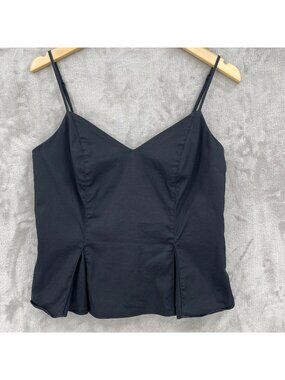 Elizabeth and James Black Spaghetti Strap Peplum Top